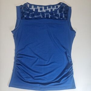 New York & Company Blouse Womens‎ Small Blue Sheer Stretchy Cap Sleeve Layering